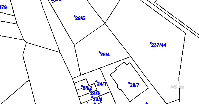Parcela st. 28/4 v KÚ Lobzy, Katastrální mapa