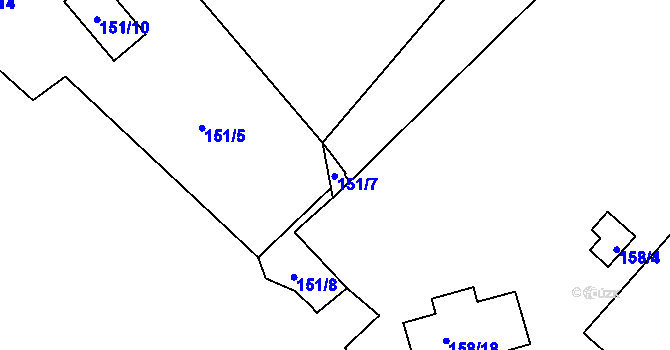Parcela st. 151/7 v KÚ Lobzy, Katastrální mapa