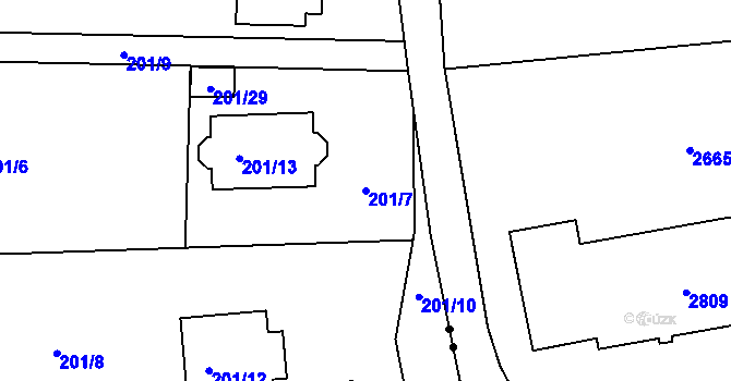 Parcela st. 201/7 v KÚ Lobzy, Katastrální mapa