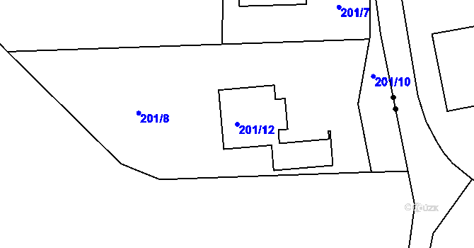 Parcela st. 201/12 v KÚ Lobzy, Katastrální mapa