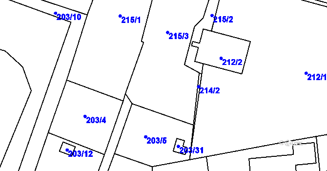Parcela st. 203/3 v KÚ Lobzy, Katastrální mapa