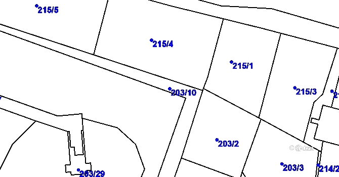 Parcela st. 203/10 v KÚ Lobzy, Katastrální mapa