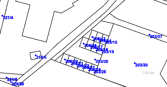Parcela st. 203/16 v KÚ Lobzy, Katastrální mapa