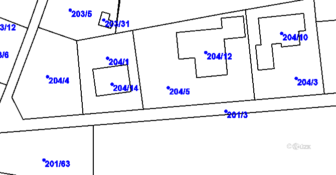 Parcela st. 204/5 v KÚ Lobzy, Katastrální mapa