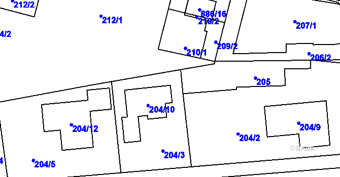 Parcela st. 204/11 v KÚ Lobzy, Katastrální mapa