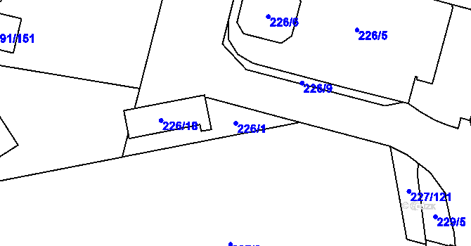Parcela st. 226/1 v KÚ Lobzy, Katastrální mapa