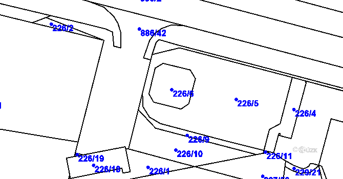 Parcela st. 226/6 v KÚ Lobzy, Katastrální mapa
