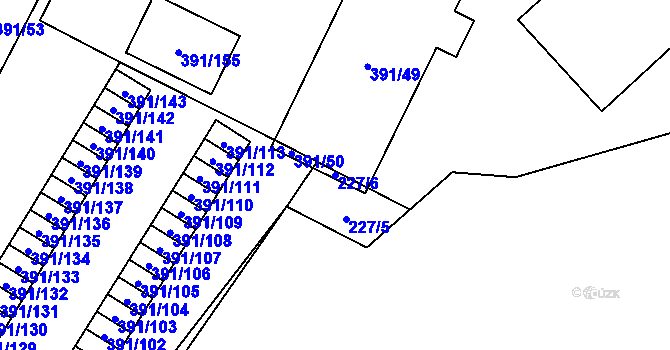 Parcela st. 227/6 v KÚ Lobzy, Katastrální mapa
