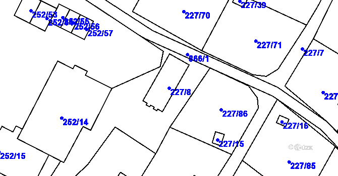 Parcela st. 227/8 v KÚ Lobzy, Katastrální mapa