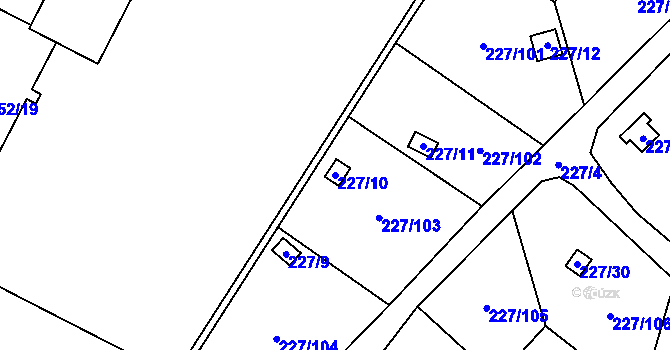 Parcela st. 227/10 v KÚ Lobzy, Katastrální mapa