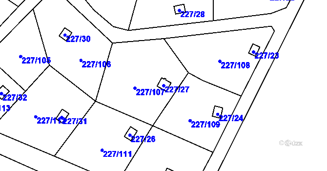 Parcela st. 227/27 v KÚ Lobzy, Katastrální mapa