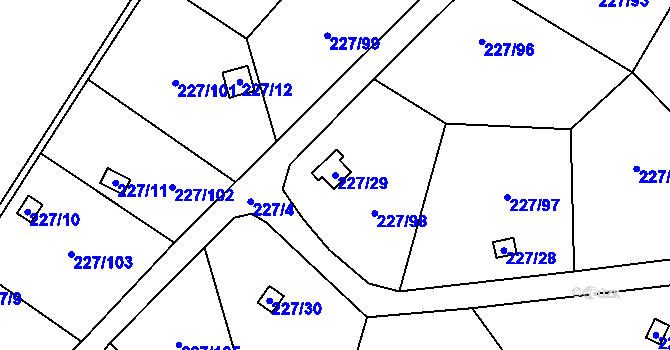 Parcela st. 227/29 v KÚ Lobzy, Katastrální mapa