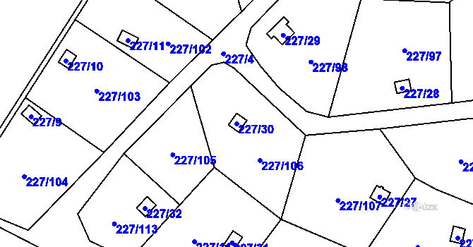 Parcela st. 227/30 v KÚ Lobzy, Katastrální mapa