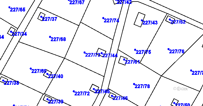 Parcela st. 227/44 v KÚ Lobzy, Katastrální mapa