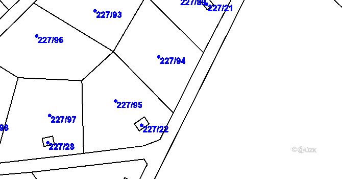 Parcela st. 227/60 v KÚ Lobzy, Katastrální mapa