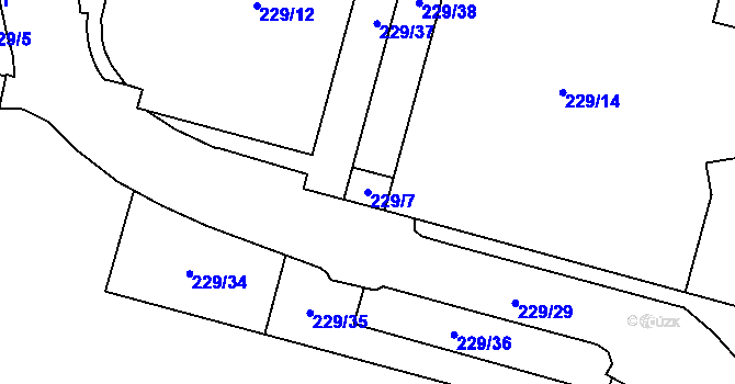 Parcela st. 229/7 v KÚ Lobzy, Katastrální mapa