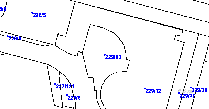 Parcela st. 229/18 v KÚ Lobzy, Katastrální mapa