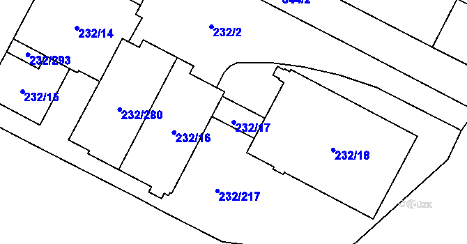 Parcela st. 232/17 v KÚ Lobzy, Katastrální mapa