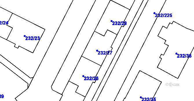 Parcela st. 232/27 v KÚ Lobzy, Katastrální mapa