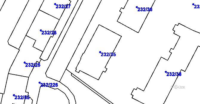 Parcela st. 232/35 v KÚ Lobzy, Katastrální mapa