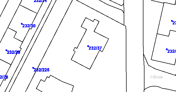 Parcela st. 232/37 v KÚ Lobzy, Katastrální mapa