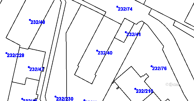 Parcela st. 232/40 v KÚ Lobzy, Katastrální mapa