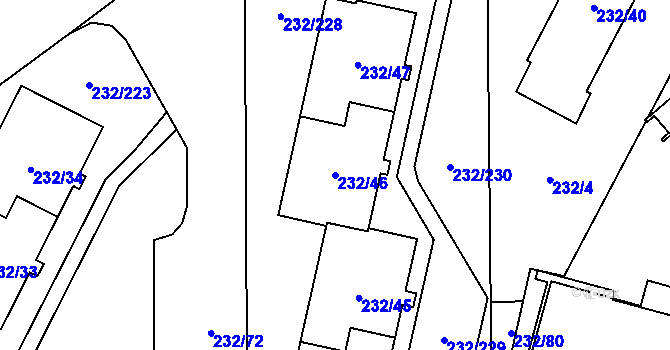 Parcela st. 232/46 v KÚ Lobzy, Katastrální mapa