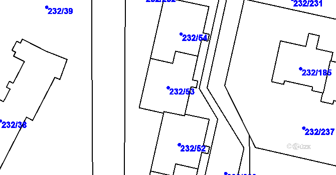 Parcela st. 232/53 v KÚ Lobzy, Katastrální mapa