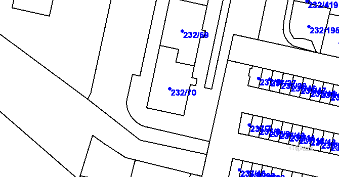Parcela st. 232/70 v KÚ Lobzy, Katastrální mapa
