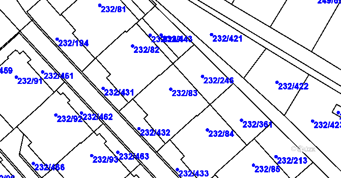 Parcela st. 232/83 v KÚ Lobzy, Katastrální mapa