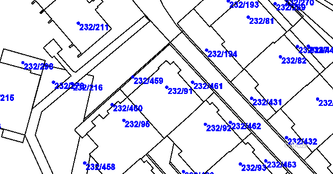 Parcela st. 232/91 v KÚ Lobzy, Katastrální mapa