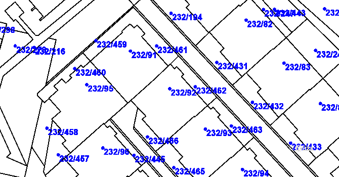 Parcela st. 232/92 v KÚ Lobzy, Katastrální mapa