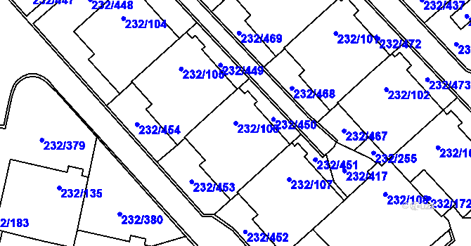 Parcela st. 232/106 v KÚ Lobzy, Katastrální mapa