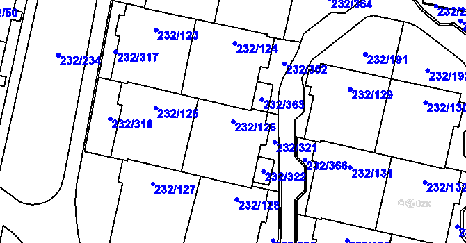 Parcela st. 232/126 v KÚ Lobzy, Katastrální mapa