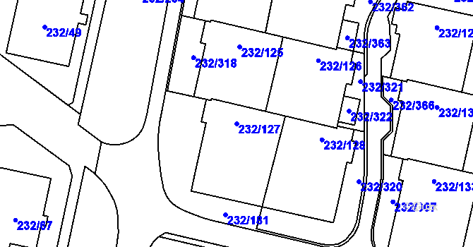 Parcela st. 232/127 v KÚ Lobzy, Katastrální mapa