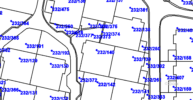 Parcela st. 232/140 v KÚ Lobzy, Katastrální mapa