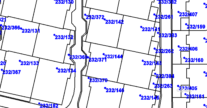 Parcela st. 232/144 v KÚ Lobzy, Katastrální mapa