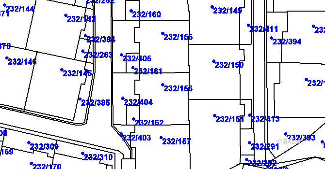 Parcela st. 232/156 v KÚ Lobzy, Katastrální mapa