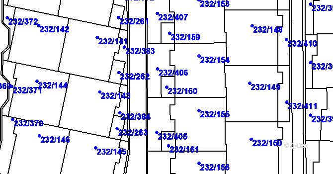 Parcela st. 232/160 v KÚ Lobzy, Katastrální mapa