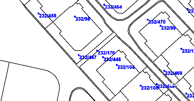 Parcela st. 232/176 v KÚ Lobzy, Katastrální mapa