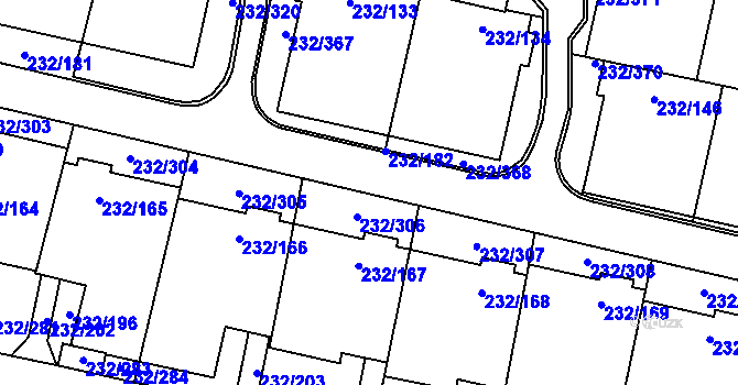 Parcela st. 232/180 v KÚ Lobzy, Katastrální mapa