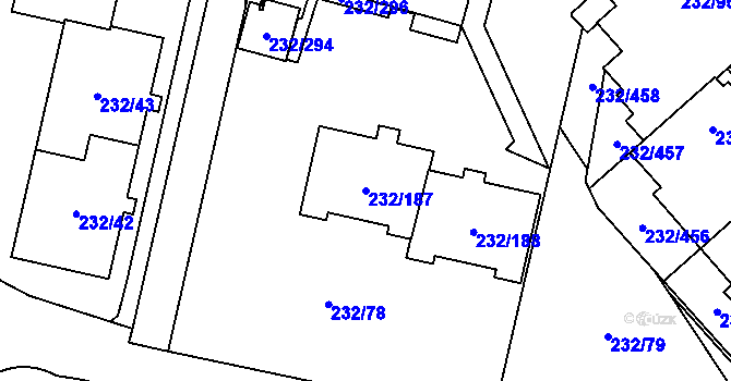 Parcela st. 232/187 v KÚ Lobzy, Katastrální mapa