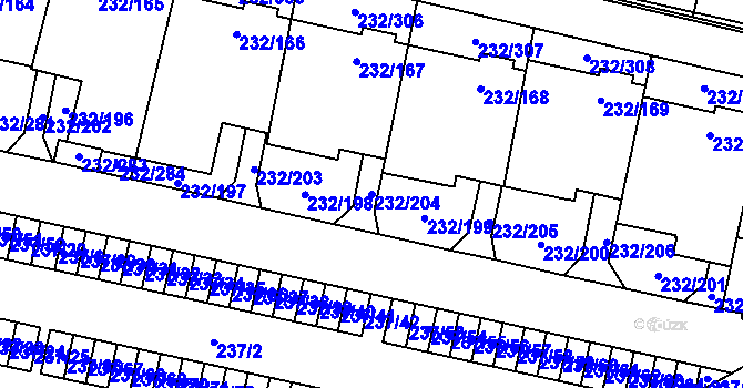 Parcela st. 232/204 v KÚ Lobzy, Katastrální mapa
