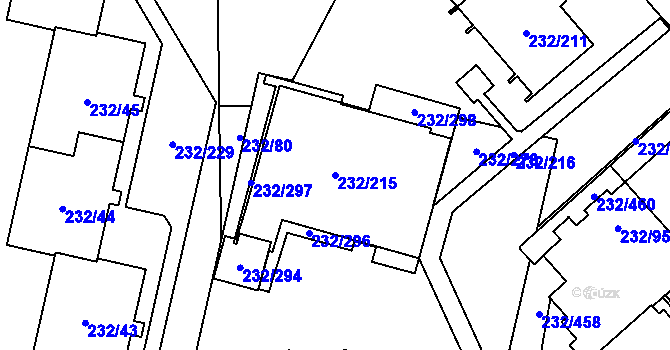 Parcela st. 232/215 v KÚ Lobzy, Katastrální mapa