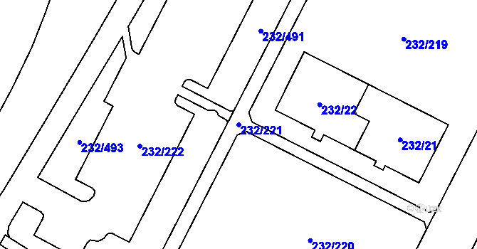 Parcela st. 232/221 v KÚ Lobzy, Katastrální mapa