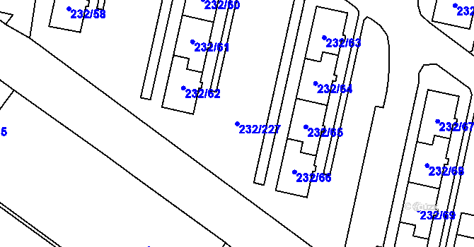 Parcela st. 232/227 v KÚ Lobzy, Katastrální mapa