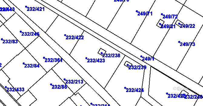 Parcela st. 232/238 v KÚ Lobzy, Katastrální mapa