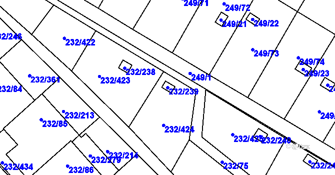 Parcela st. 232/239 v KÚ Lobzy, Katastrální mapa