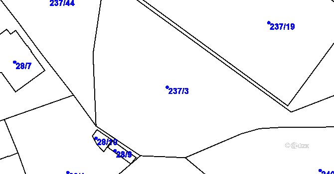 Parcela st. 237/3 v KÚ Lobzy, Katastrální mapa