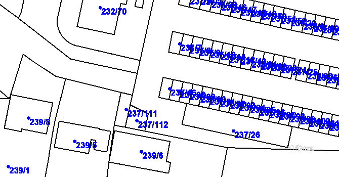 Parcela st. 237/16 v KÚ Lobzy, Katastrální mapa